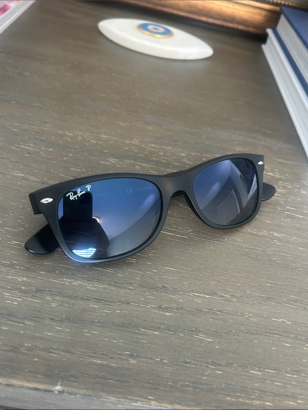 Ray-Ban Black Frame Sunglasses with Blue Polarized Lenses 100% AUTHENTIC